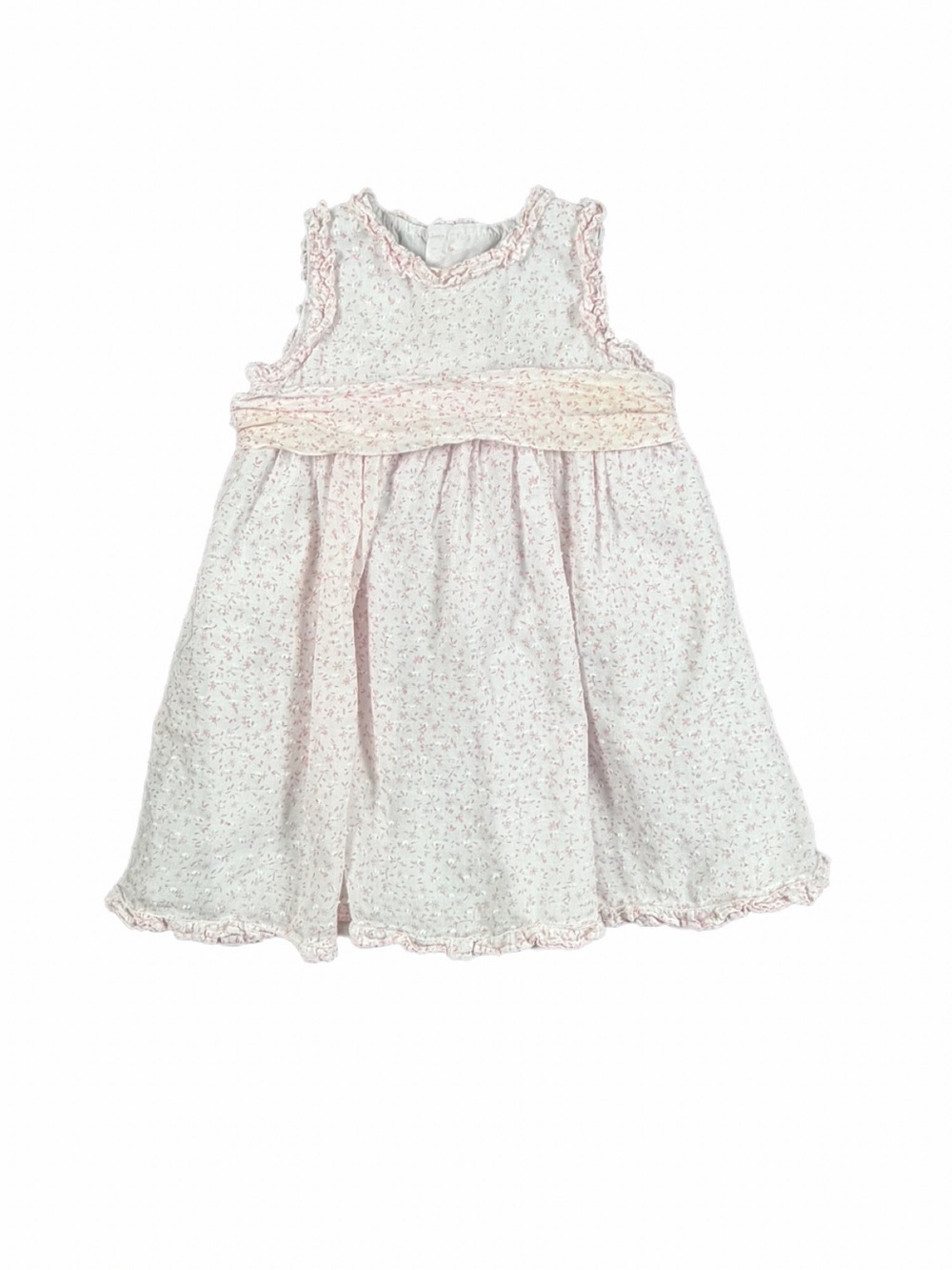 LULI & ME Swiss Dot Back Bow Dress with Pink Floral Print - 12M